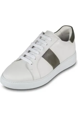 Brecos Leder Sneaker in weiß mit grünen Applikationen, handgefertigt Sneaker Handgefertigt in Italien 43 EU