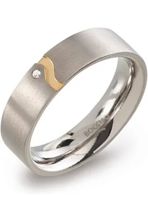 Boccia Titanium Boccia Fingerring Boccia Ring 0147-0455 Titan vergoldet mit Diamant (kein Set, 1-tlg) grau