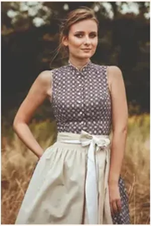 Alpenfee Dirndl Retro Dirndl 2tlg. - BRUNI - marine/ocker/beige beige 42
