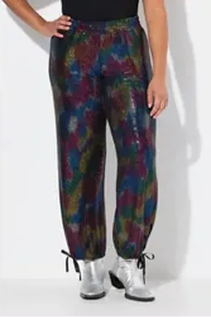 Angel of Style Angel of Style Schlupfhose Hose gerades Bein Paillettenoptik Elastikbund lila 56