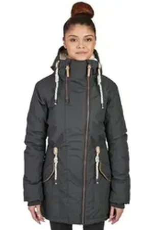 Brave Soul Wintermantel Daisy für Damen, wind- und wasserabweisend grau S