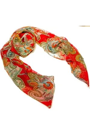 AvaMia Modeschal Damen Schal Damenschal mit Blumen 110 cm x 180 cm rot blau rot