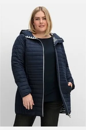 Sheego Steppjacke Große Größen leicht wattiert, mit Kapuze blau 46