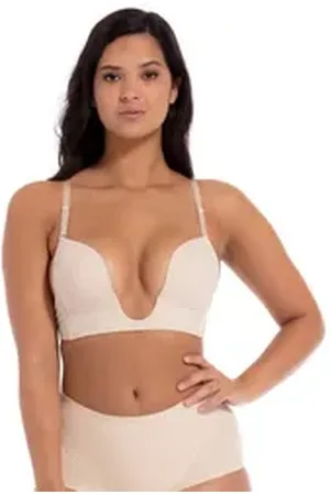 MAGIC Bodyfashion Bügelloser BH V-Bra extrem tief fallender Ausschnitt und extra tiefer Rücken beige 75