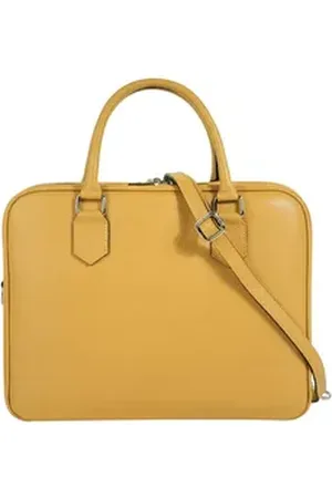 Cluty Aktentasche, echt Leder, Made in Italy gelb