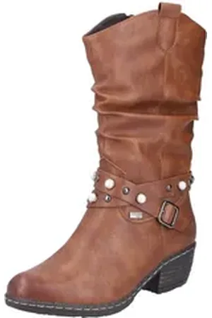 Rieker Westernstiefel, Cowboystiefel, Blockabsatz, mit wasserabweisender TEX-Membran braun 40 EU