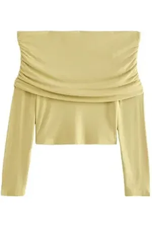 Next Carmenshirt Schulterfreies, langärmeliges Top (1-tlg) grün L
