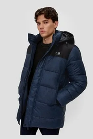 QS by s.Oliver Langmantel Steppjacke in Colour Blocking-Optik Artwork blau L