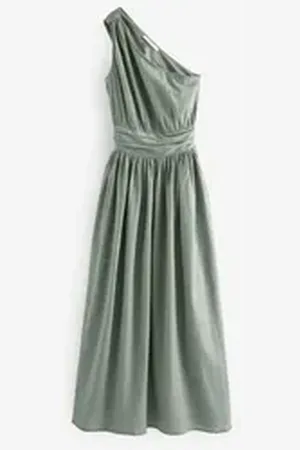 Next One-Shoulder-Kleid Premium One-Shoulder-Midikleid mit Leinenanteil (1-tlg) grün 52 (GB: 24)