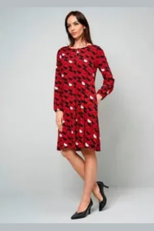 ALBA MODA Druckkleid Kleid mit grafischem Dessin rot 34