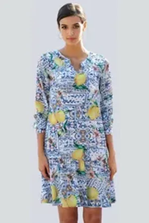 ALBA MODA Druckkleid Kleid in sommerlichen Dessin blau 36