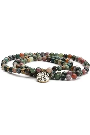 BODHI Perlenarmband Mala Armband mit mehrfarbigem Achat, Modeschmuck