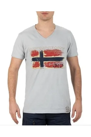 Geographical Norway T-Shirt Casual Kurzarm Shirt bajoasis Men Light Grey L im Used Look grau L