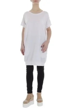 Ital-Design Tunikashirt Damen Freizeit (85987301) Stretch Top & Shirt in Weiß weiß L/XL