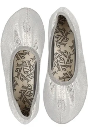 Beck Schläppchen Basic Glitzer Gymnastikschuh (bis Gr. 42 erhältlich, für Sport und Zuhause) mit rutschfester Gummi-Laufsohle silberfarben 42 EU