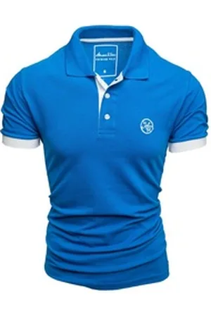 amaci Poloshirt MEMPHIS Basic Kontrast Polo Shirt blau|schwarz 4XL