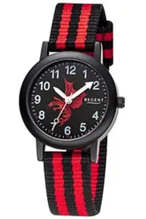 Regent Quarzuhr KInderuhr Drache Motiv schwarz rot 30mm