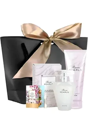 Avon Cosmetics Eau de Parfum Rare Pearls Spray 50ml Body Lotion 125ml Noten Magnolie Rosenholz, 4-tlg., Damenduft Parfüm Set Frauen Duft, Langanhaltend Geschenkset