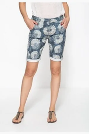 ATT Jeansshorts Gwen mit Beinaufschlag und femininem Muster blau 42