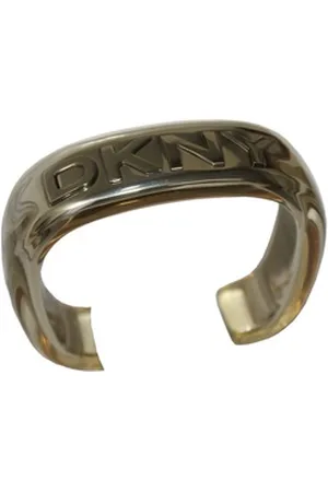 DKNY Armspange Damen, aus Edelstahl, umantelt mit Kunststoff, Silber und Beige beige