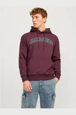 JACK & JONES Kapuzensweatshirt JJECALEB VARSITY SWEAT HOOD NOOS rot XS