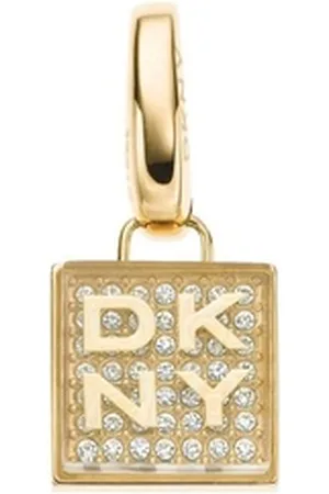 DKNY Charm-Einhänger Anhänger, aus Edelstahl, Gold, Karabiner, Zirkonia goldfarben