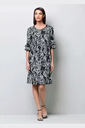 ALBA MODA Druckkleid Kleid mit grafischem Dessin blau 38