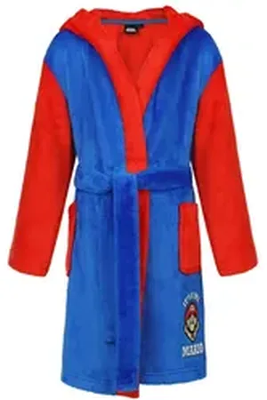 Super Mario Bademantel Bademantel Morgenmantel, Polyester, Kordel, großes Logo blau
