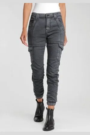 Gang Cargohose 94GISELLE mit aufgesetzten Cargotaschen schwarz 31