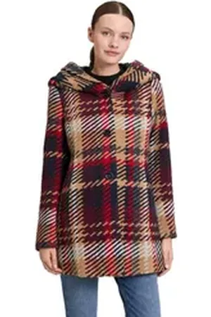 AMBER & JUNE Kurzjacke Kurzmantel mit Kapuze blau 44