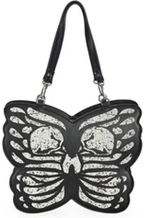 Banned Retro Schultertasche Mariposa Luz, Schmetterling Totenkopf Tasche schwarz