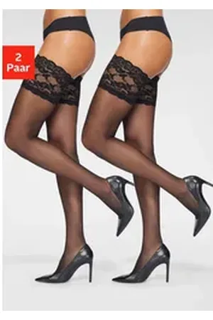 vivance collection Halterlose Feinstrümpfe (2-Paar) mit breitem Spitzenband schwarz 2 (40/42)