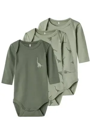 NAME IT Schlafoverall NBMBODY 3P LS GREEN DINO NOOS (Packung, 3-tlg) grün 50