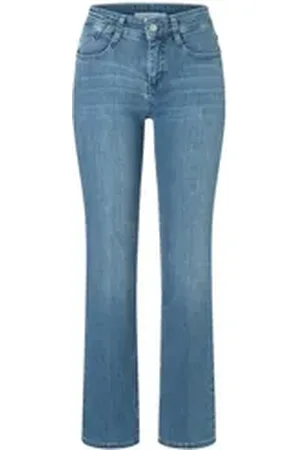 Mac MAC 5-Pocket-Jeans Damen Jeans LAURA Flared Fit (1-tlg) blau 38/32