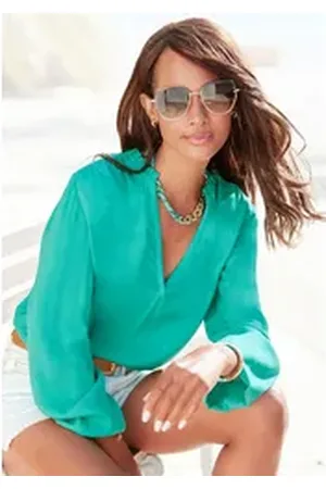 Lascana Schlupfbluse mit langen Ärmeln, leichte Damenbluse, casual-chic, festlich grün 40