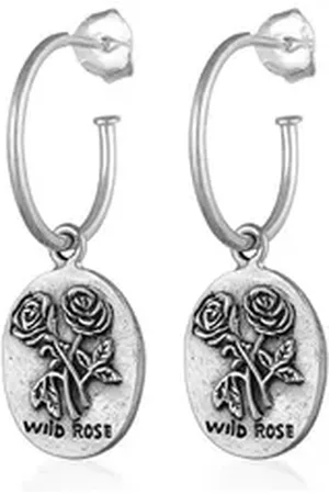Haze & Glory Paar Creolen Creolen mit Plättchen Oval - Wild Rose 925 Silber, Plättchen silberfarben
