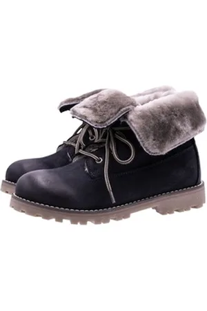 Dianetti Stiefel Mädchen 9868 Winterschuhe Leder Lammfell Blau Schnürstiefelette 39 EU