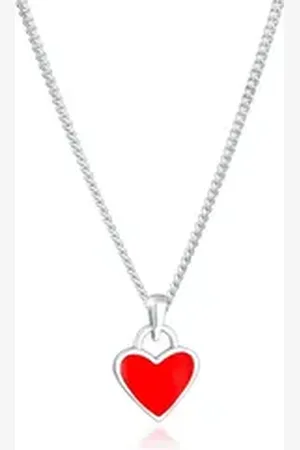 Elli Kette mit Anhänger Kinder Herz Anhänger Emaille 925 Silber, Herz silberfarben