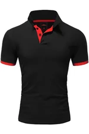 amaci Poloshirt DETROIT Basic Kontrast Poloshirt rot|schwarz XL