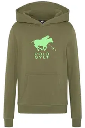 Polo Sylt Kapuzensweatshirt mit Logo-Symbol grau den halben Hintern bedeckend | 110/116