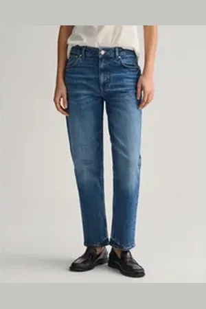 GANT Straight-Jeans STRAIGHT CROPPED JEANS Verkürzte Jeans mit geradem Bein blau 25