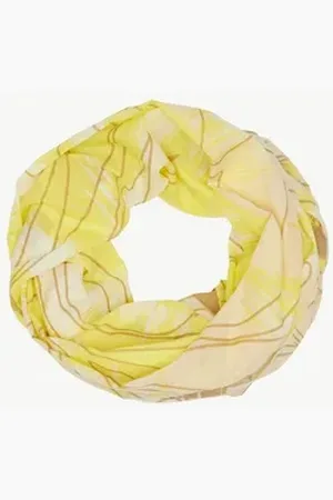 Comma, Comma Halstuch Loop-Schal mit floralem Muster aus Baumwolle beige