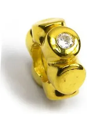 Carlo Biagi Bead Rondell Bead Silber European Beads, Bead 925er Sterling Silber, 750/- Vergoldung, Zirkonia, gold, Rondell goldfarben