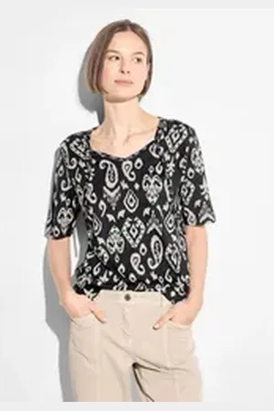 CECIL Tunikashirt mit Mustermix schwarz XS (36)