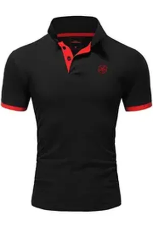 amaci Poloshirt MEMPHIS Basic Kontrast Polo Shirt rot|schwarz M