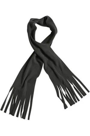 Myrtle Beach Fleeceschal Klassischer Fleece Schal mit Fransen 150 x 15 cm, mit Fransen schwarz