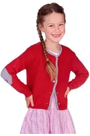 SPIETH & WENSKY Trachtenjacke Strickjacke Kinder - SCHÄFCHEN - rot, seeblau rot 134/140