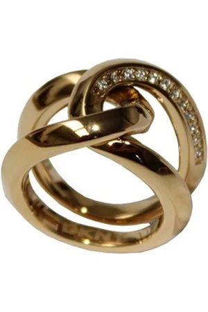 DKNY Fingerring Damen, aus Edelstahl, Gold, Zirkonia, Gr. 50 (15,9mm) goldfarben