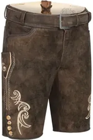 Nübler Trachtenlederhose Lederhose kurz RV Hudson in Dunkelbraun von braun 56