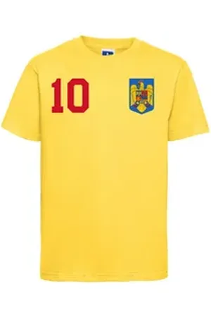 Youth Designz T-Shirt Rumänien Kinder T-Shirt im Fußball Trikot Look mit trendigem Print gelb 118-128 (8 Jahre)